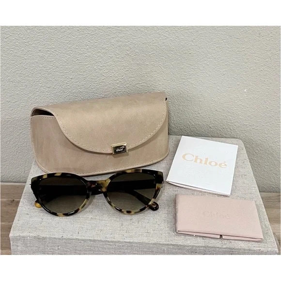 Chloe Gray Tortoise cat eyes sunglasses CHLOE Sunglasses Tortoise Cat Eye New in Case | eBay main image 2